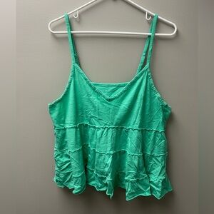 American Eagle Green V Neck Tank Top